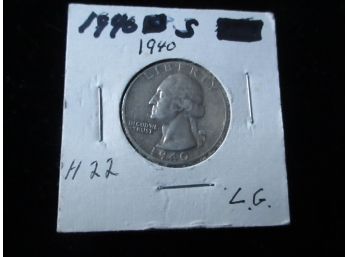 1940 S U.s. Washington Silver Quarter