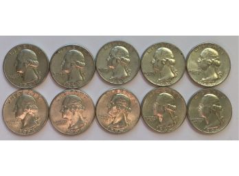 Ten 1964 Washington Quarters