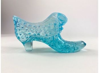 Vintage Blue Hobnail Glass Slipper