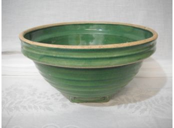 Vintage Green Glazed Pottery Bowl