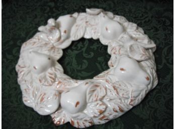 White Ceramic Wreath / Candle Holder - NEW