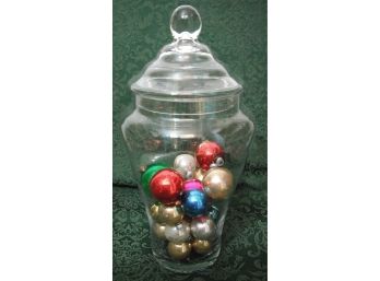 Large Clear Glass Container With Lid - Ornaments Not Included - NEW