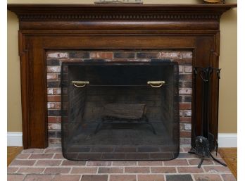 Iron Fireplace Screen And Tool Set