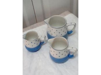 Vintage Creamers Made In Czechoslovakia - Blue And White Star Snowflakes - Erphila