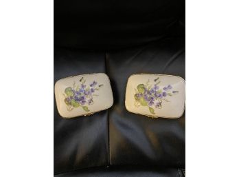 Pair Of Lovely Vintage Limoges Trinket Boxes  - Large Enough For Jewelry