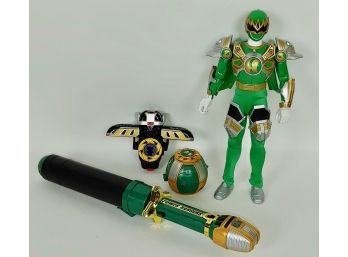Power Rangers Ninja Storm Green Samurai Lot - Figure, Weapon & Accessories