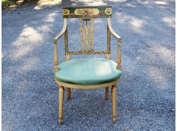 A Late 19th Century Hand Painted Louis XVI Style Arm Chair