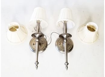 A Pair Of Satin Nickel Wall Sconces