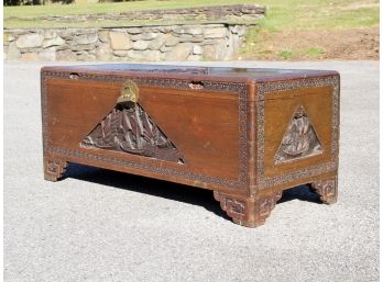 An Antique Chinese Carved Hardwood Chest