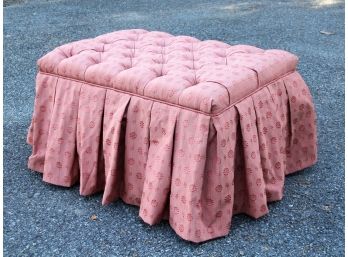 An Upholstered Tufted And Skirted Ottoman