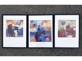 A Series Of 3 Framed Abstract Prints