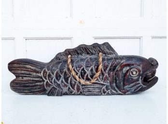 A Large, Primitive Carved Wood Fish