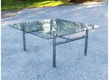 A Modern Chrome And Glass Coffee Table