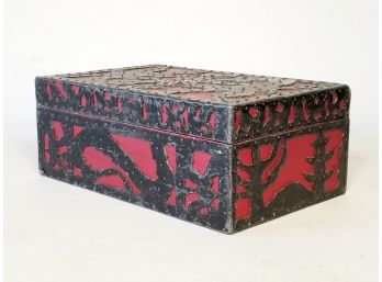 An Antique Asian Tin Covered Box