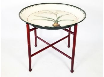 A Vintage Hand Painted Tray Table With Bottanical Theme