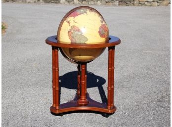 A Fine Quality Library Globe With Faux Bamboo Style Hardwood Base