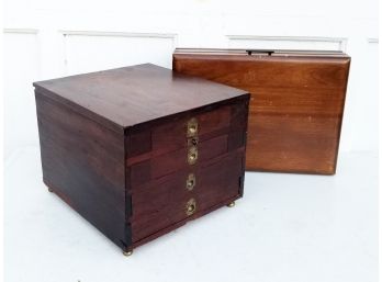 A Pair Of Antique Wood Jewelry Boxes
