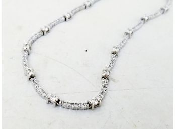 A Diamond Tone Necklace In Sterling Silver Setting