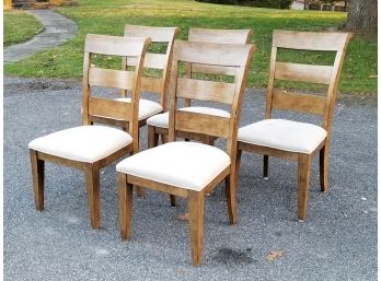A Set/5 Hardwood Upholstered Dining Chairs By Legacy Classics Furniture