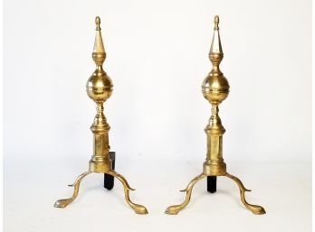 A Pair Of Brass Andirons