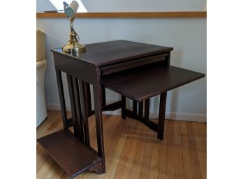 Mission Style End Table And Desk With Sliding Tray And Elevated Riser