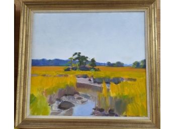 A Richly Textured Oil On Canvas Of Marsh Landscape By Larry Horowitz