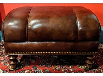 Whillemor Sheruil Limited Leather Ottoman With Nail Head Trim