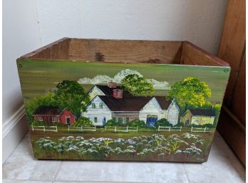 Folk Art Hand Painted Painted Milk Crate