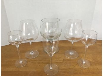 5 Crystal Wine Glasses Various Sizes