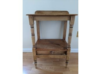 Antique Pine Bedside Table With One Drawer And Shelf