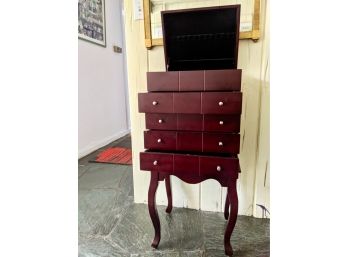 Cherry Wood Silverware Cabinet Black Velvet Interior