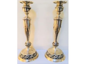 Vintage Pair Of Sterling Silver Candlestick Holders By Mueck-Cary