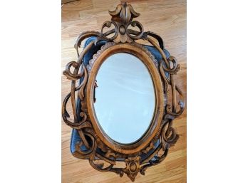 Striking Hand Carved  American Circa 1890 Carved Walnut Ogee Mirror Frame