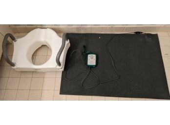 Patient Supplies - Raised Toilet Seat By Vive And Smart's Fall Prevention Floor Mat With Monitor