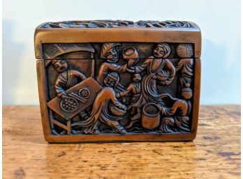 Antique Intricately Carved Village Market Asian Box-Wood Or Stone? Treasure Keeper. (rare)