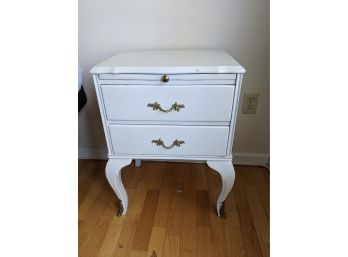 Antique Laminated Bedside Table Very Well Made With Cabriole Legs And Beautiful Hardware