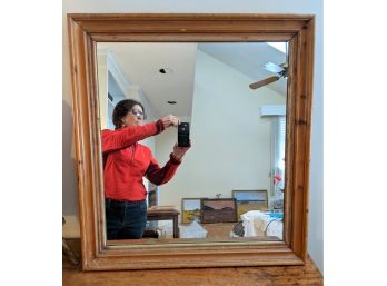 Heavy Oak Wood Framed Wall Mirror