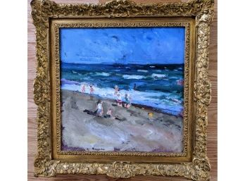 Fabulous Oil Painting Titled 'Beach Fun'  By Larry Horowitz