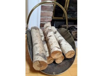 Copper Log Holder And Birch Logs