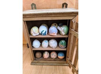 Fantastic Antique Egg Cabinet For Easter? 12 Blown Out Hand Painted Eggs - Holds 24 Eggs - Ventilated