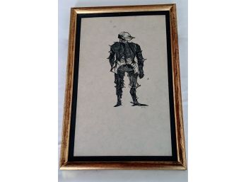 Artists Proof By Leo Baskin  Black And White Lithograph Titled 'Knight N Armor'  Signed No Date