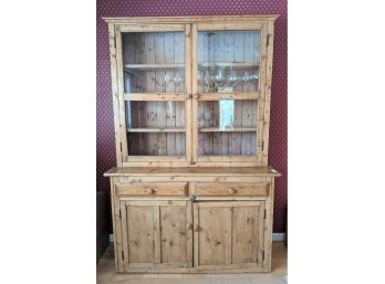 Beautiful Pine Hutch With Glass Doors