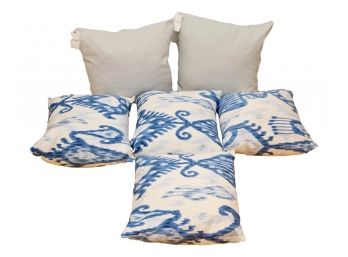 Set Of 2 Calvin Klein Pillows Plus 4 Blue And White Extras