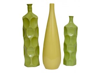3 Piece Lime Green And Yellow Vases From Home Goods