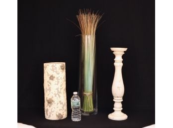 Set Of 2 Decorative Accent Vases And A Candlestick