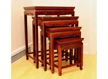 Detailed Rosewood Nesting Tables Imported From Hong Kong, China Set Of 4