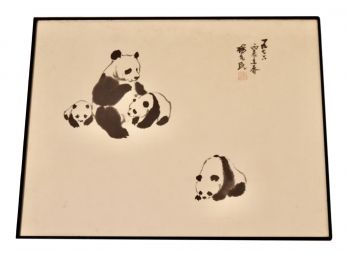 Rare Chinese Ink On Paper By Hsien-Ming Yang, 'Panda At Play'