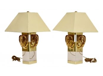 Set Of 2 Beth Weissman Brass Lucite Sconces (Retail $3,000)