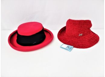 2 Women's Red Betmar  New York Hats