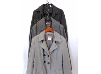 3 Womens Grey Fleece Wool Blend Jackets